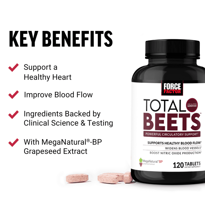 Force Factor-Total Beets, Beetroot Capsules Alternative, Blood Pressure Supplement Pills(120 Tablets)