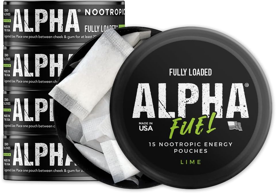 Fully Loaded Alpha Fuel Nootropic Pouches (Lime Fuel) - Nootropic Energy Pouches with Caffeine, Alpha GPC, Tyrosine, Taurine, Guarana and More