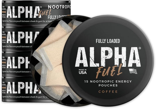 Fully Loaded Alpha Fuel Nootropic Pouches (Coffee Fuel) - Nootropic Energy Pouches with Caffeine, Alpha GPC, Tyrosine, Taurine, Guarana and More
