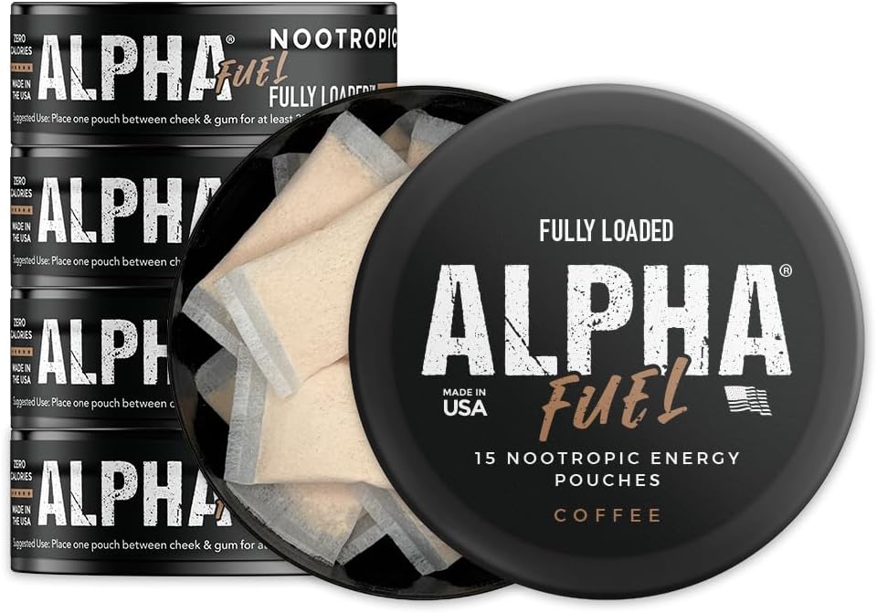 Fully Loaded Alpha Fuel Nootropic Pouches (Coffee Fuel) - Nootropic Energy Pouches with Caffeine, Alpha GPC, Tyrosine, Taurine, Guarana and More