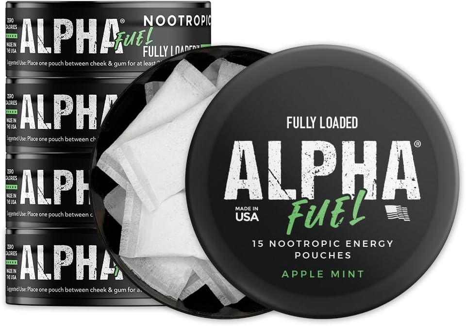 Fully Loaded Alpha Fuel Nootropic Pouches (Apple Mint Fuel) - Nootropic Energy Pouches with Caffeine, Alpha GPC, Tyrosine, Taurine, Guarana and More