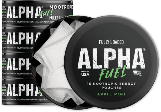 Fully Loaded Alpha Fuel Nootropic Pouches (Apple Mint Fuel) - Nootropic Energy Pouches with Caffeine, Alpha GPC, Tyrosine, Taurine, Guarana and More