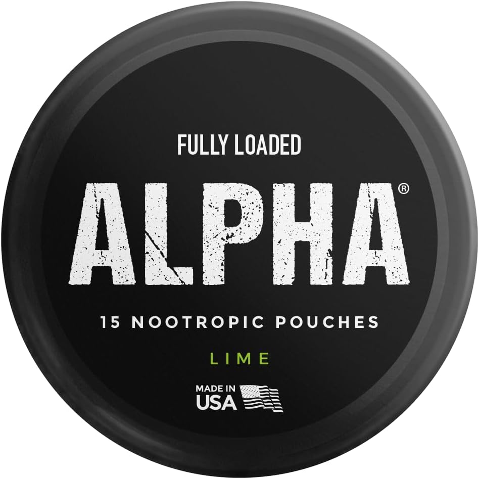 Fully Loaded Alpha Nootropic Pouches (Lime) - 5 Cans - 15 Pouches per can - Effective Nootropic Delivery, Nic Pouch Replacement - Faster Absorption, Alpha GPC, L-Tyrosine, GABA