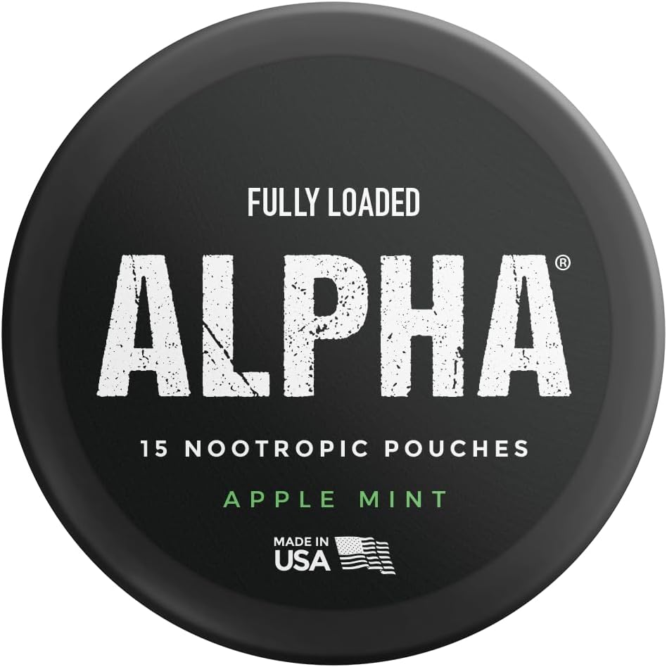 Fully Loaded Alpha Nootropic Pouches (Apple Mint) - 5 Cans - 15 Pouches per can - Effective Nootropic Delivery, Nic Pouch Replacement - Faster Absorption, Alpha GPC, L-Tyrosine, GABA