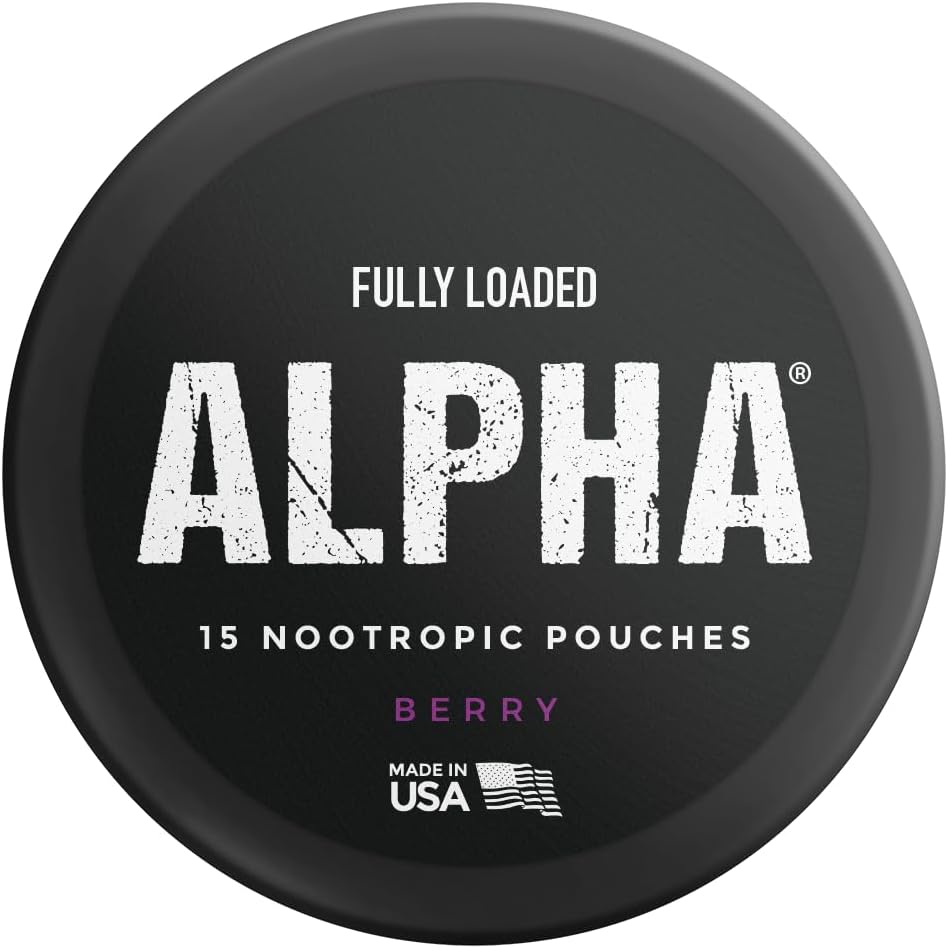 Fully Loaded Alpha Nootropic Pouches (Berry) - 5 Cans - 15 Pouches per can - Effective Nootropic Delivery, Nic Pouch Replacement - Faster Absorption, Alpha GPC, L-Tyrosine, GABA