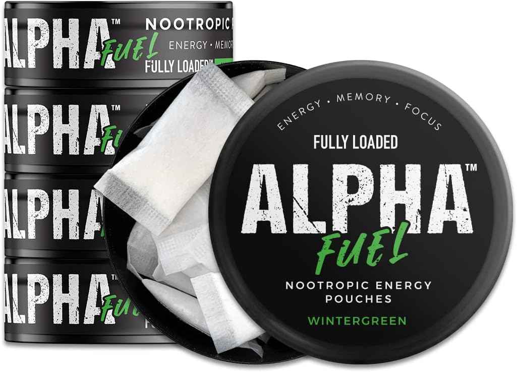 Fully Loaded Alpha Fuel Nootropic Pouches (Wintergreen Fuel) - Nootropic Energy Pouches with Caffeine, Alpha GPC, Tyrosine, Taurine, Guarana and More