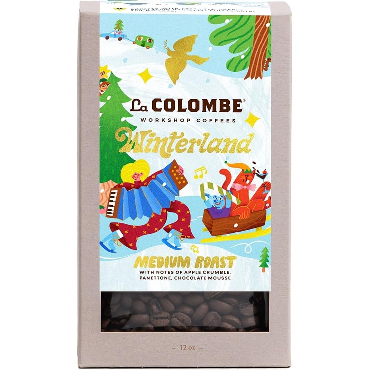 La Colombe Winterland Medium Roast Whole Bean Coffee - Notes of Roasted Almond, Chocolate Mousse & Rum Cake, 12 Ounce (Pack of 1)