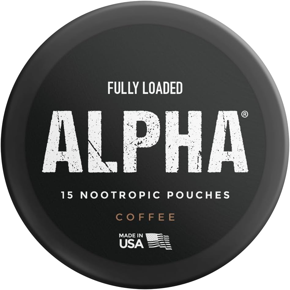 Fully Loaded Alpha Nootropic Pouches (Coffee) - 5 Cans - 15 Pouches per can - Effective Nootropic Delivery, Nic Pouch Replacement - Faster Absorption, Alpha GPC, L-Tyrosine, GABA