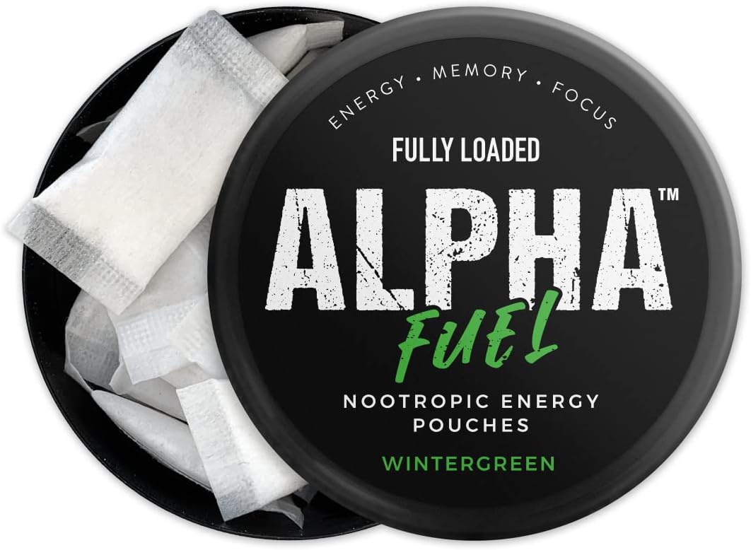 Fully Loaded Alpha Fuel Nootropic Pouches (Wintergreen Fuel) - Nootropic Energy Pouches with Caffeine, Alpha GPC, Tyrosine, Taurine, Guarana and More