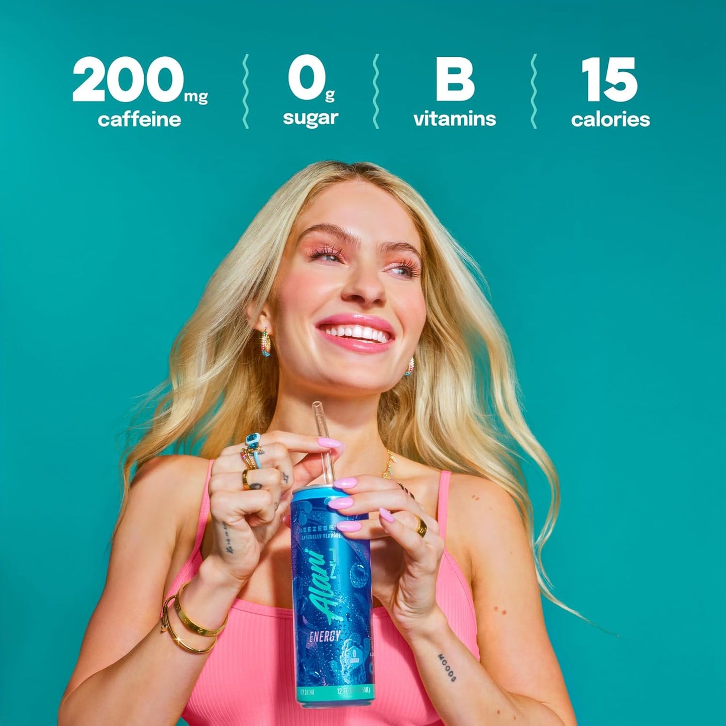 24 Pack-Alani Nu BREEZEBERRY, Sugar Free, Low Calorie Energy Drinks, 200mg Caffeine, Biotin, B Vitamins, Zero Sugar, 10 Calories, 12 Fl Oz Cans