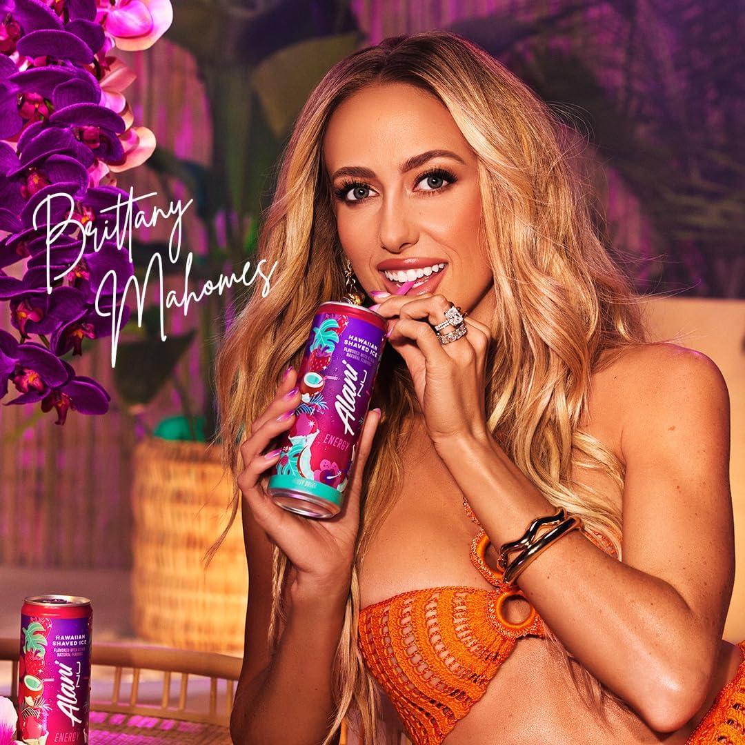 Alani Nu Energy Drink - Hawaiian Shaved Ice by Brittany Mahomes (12 Drinks, 12 Fl. Oz. Each)