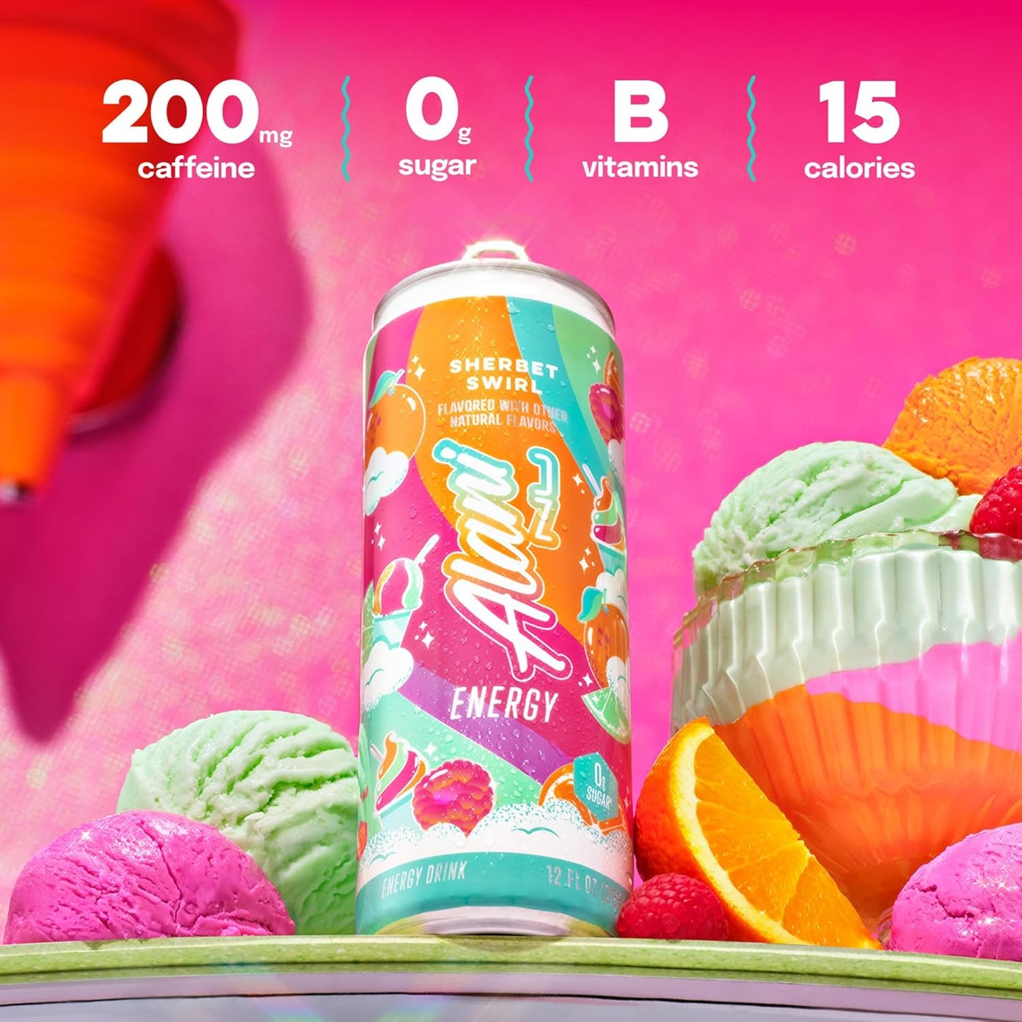 Alani Nu Energy Drink - Sherbet Swirl ( 24 Drinks, 12 Fl. Oz. Each)