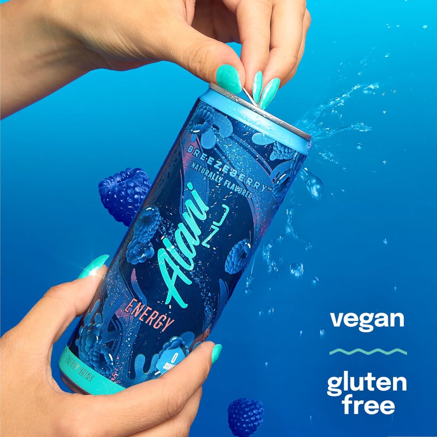 24 Pack-Alani Nu BREEZEBERRY, Sugar Free, Low Calorie Energy Drinks, 200mg Caffeine, Biotin, B Vitamins, Zero Sugar, 10 Calories, 12 Fl Oz Cans