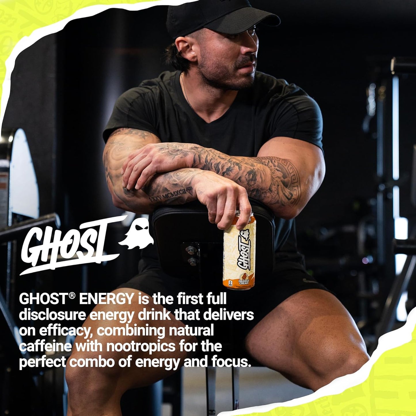 GHOST Energy Drink - Zero Sugar - Orange Cream (12 Drinks, 16 Fl Oz. Each)