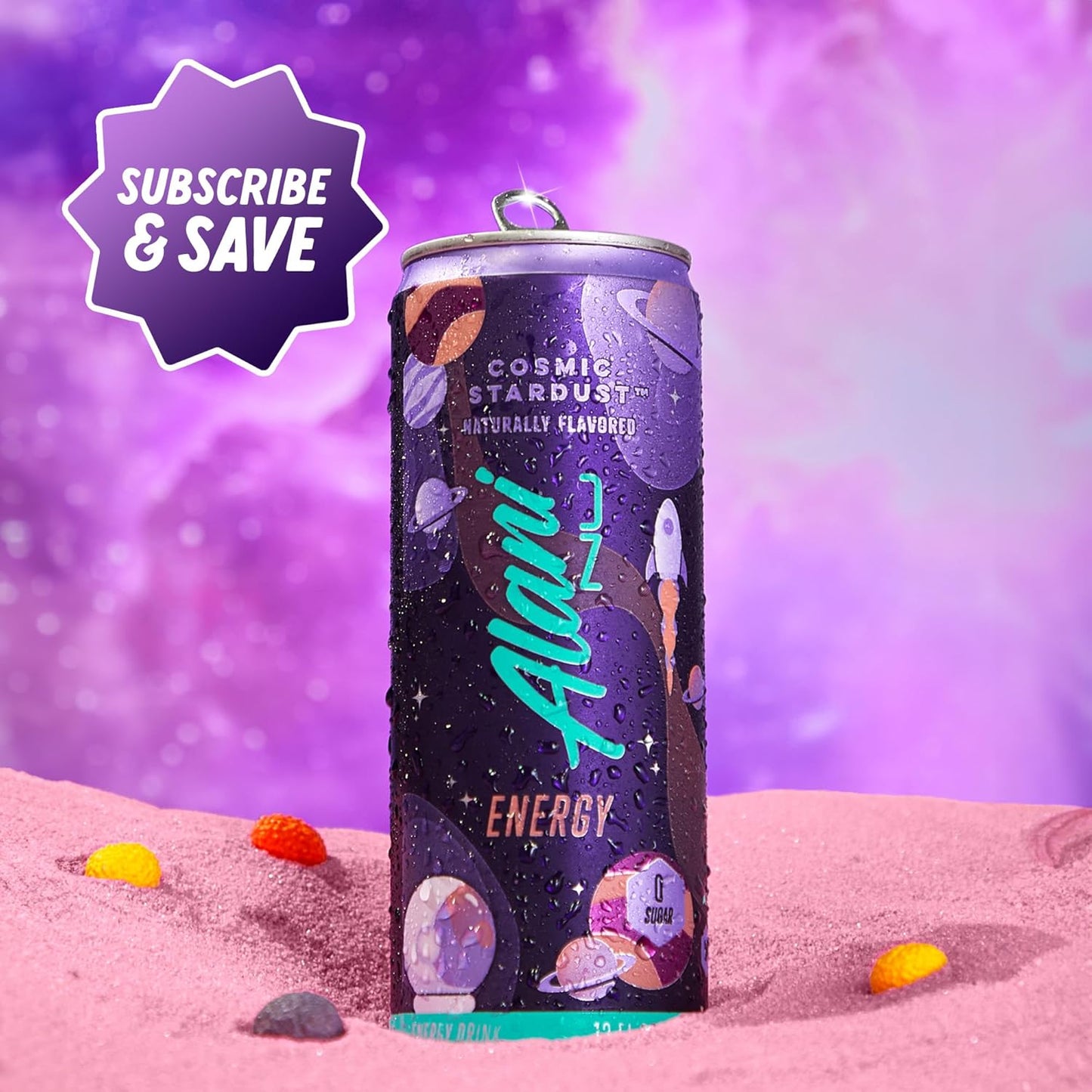 24 Pack-Alani Nu COSMIC STARDUST, Sugar Free, Low Calorie Energy Drinks, 200mg Caffeine, Biotin, B Vitamins, Zero Sugar, 10 Calories, 12 Fl Oz Cans