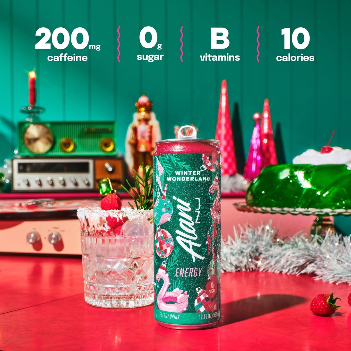 12 Pack- Alani Nu WINTER WONDERLAND Sugar Free, Low Calorie Energy Drinks | 200mg Caffeine | Biotin B Vitamins | Zero Sugar | 10 Calories | 12 Fl Oz Cans
