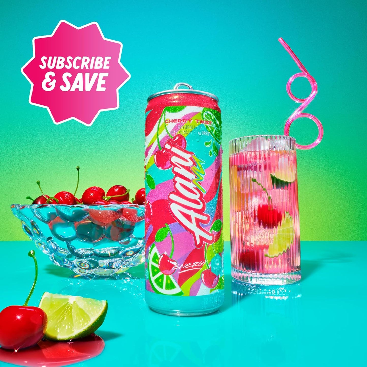 24 Pack-Alani Nu CHERRY TWIST, Sugar Free, Low Calorie Energy Drinks, 200mg Caffeine, Biotin, B Vitamins, Zero Sugar, 15 Calories, 12 Fl Oz Cans