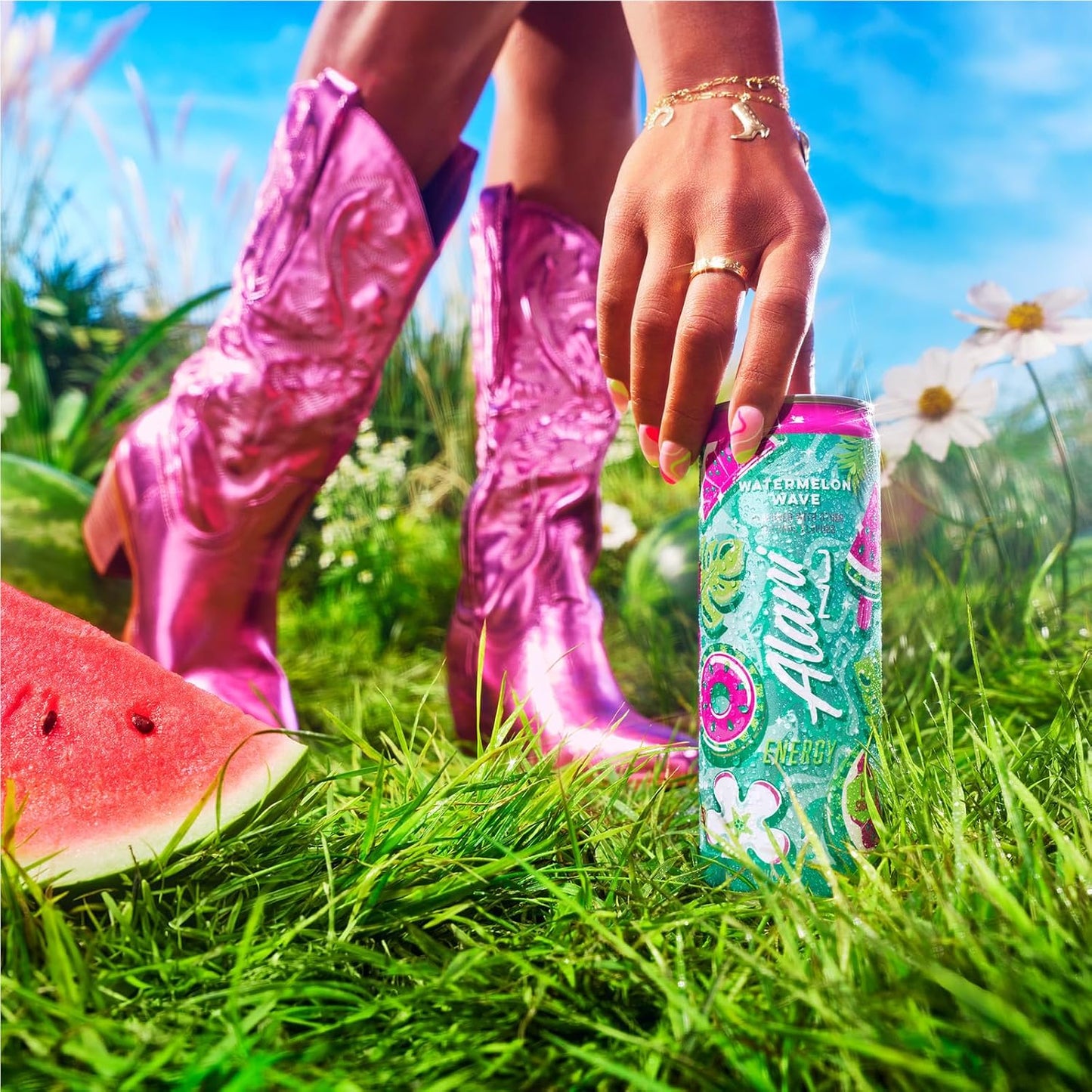 24 Pack- Alani Nu WATERMELON WAVE, Sugar Free, Low Calorie Energy Drinks, 200mg Caffeine, Biotin, B Vitamins, Zero Sugar, 10 Calories, 12 Fl Oz Cans