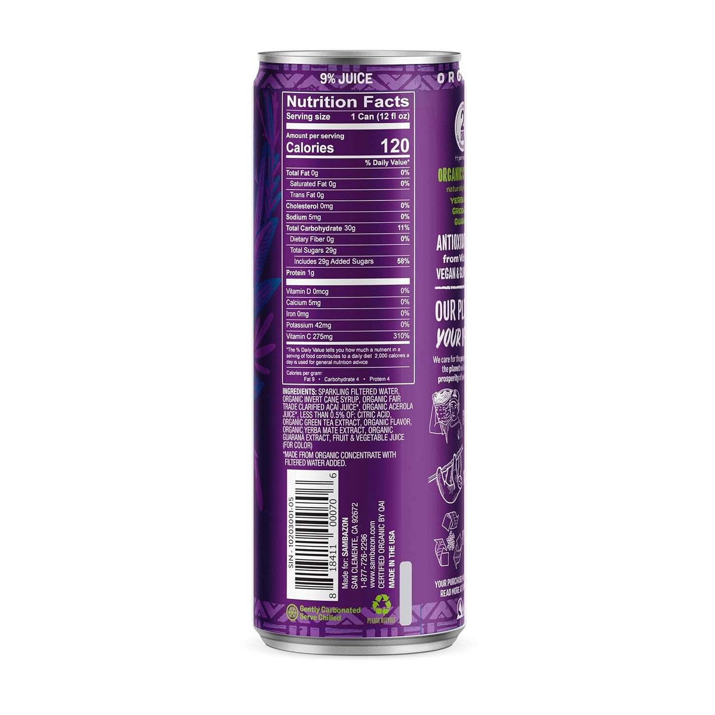 Sambazon Organic Amazon Energy Drink, Original Acai Berry, 12 Ounce (Pack of 12)
