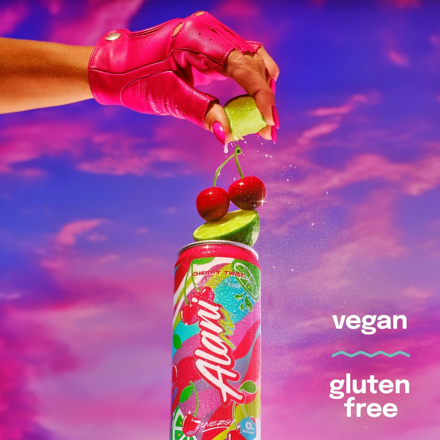 24 Pack-Alani Nu CHERRY TWIST, Sugar Free, Low Calorie Energy Drinks, 200mg Caffeine, Biotin, B Vitamins, Zero Sugar, 15 Calories, 12 Fl Oz Cans