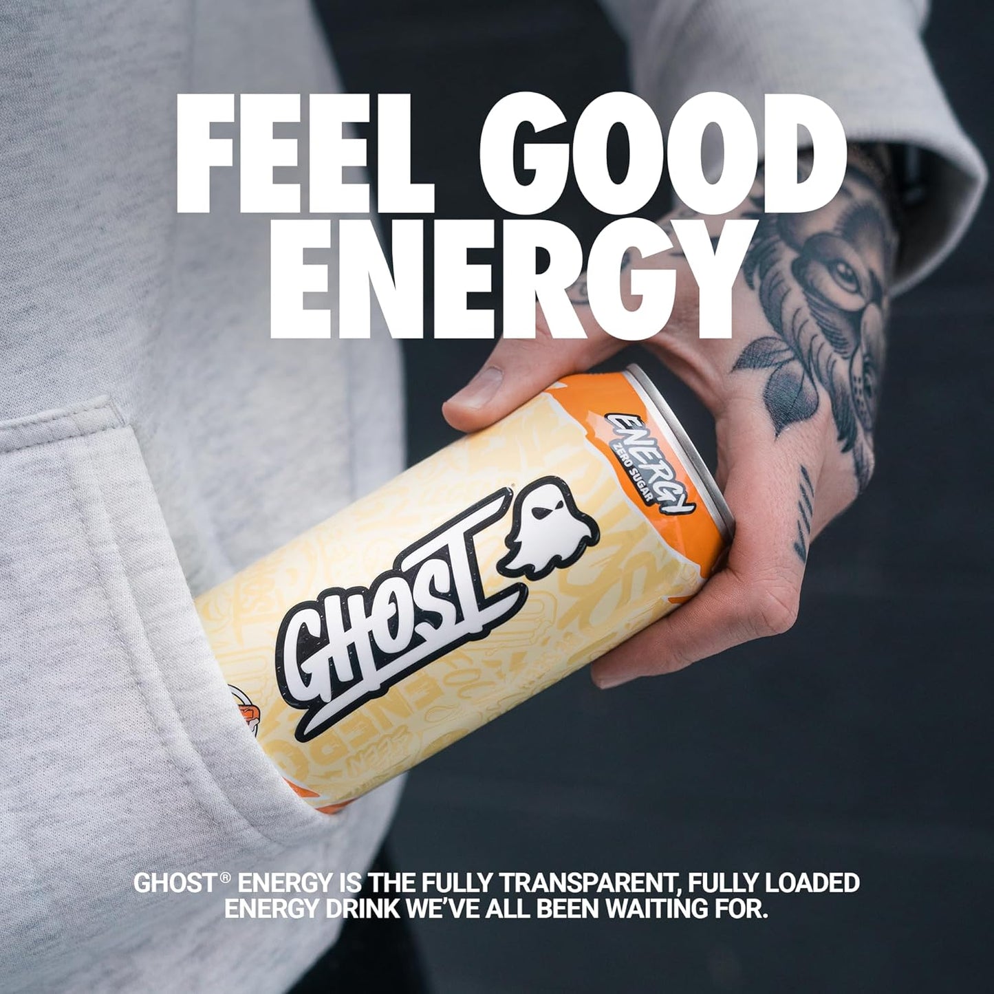 GHOST Energy Drink - Zero Sugar - Orange Cream (12 Drinks, 16 Fl Oz. Each)