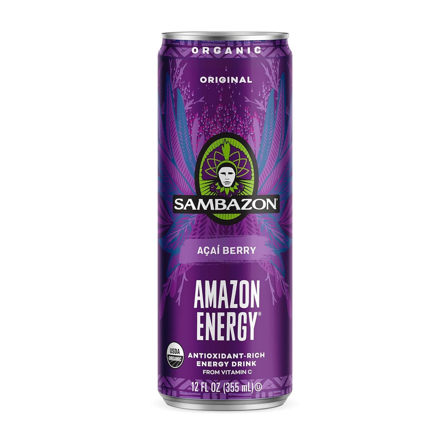 Sambazon Organic Amazon Energy Drink, Original Acai Berry, 12 Ounce (Pack of 12)