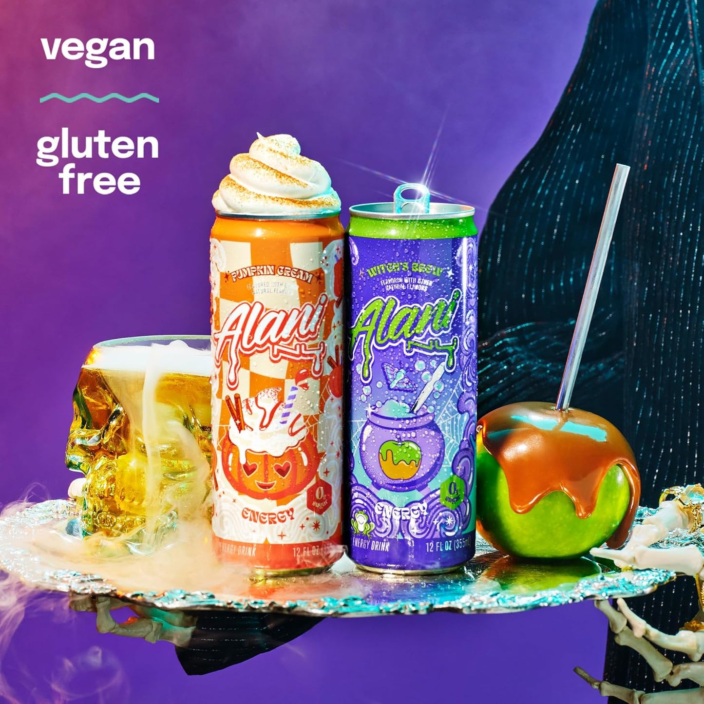 (12 Pack)Alani Nu VARIETY PACK - WITCH'S BREW & PUMPKIN CREAM Sugar Free, Low Calorie Energy Drinks, 200mg Caffeine, Antioxidants, Biotin B Vitamins, Zero Sugar, 15 Calories or Less, 12 Fl Oz Cans