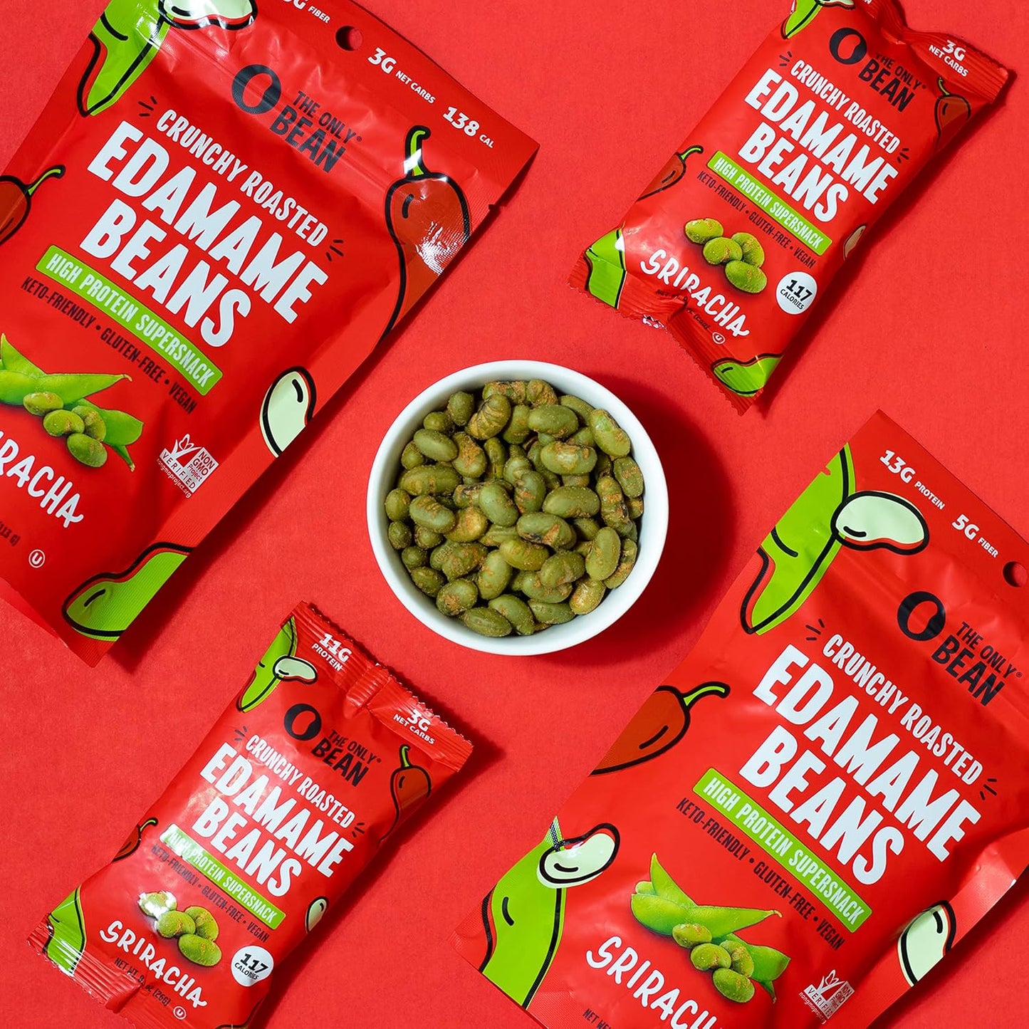 The Only Bean Crunchy Roasted Edamame - Healthy Snacks for Adults and Kids (Variety Pack), Low Carb Keto Snack Food, Vegan Gluten Free High Protein Snacks (11g), Office Snack, 0.9oz 24 pack