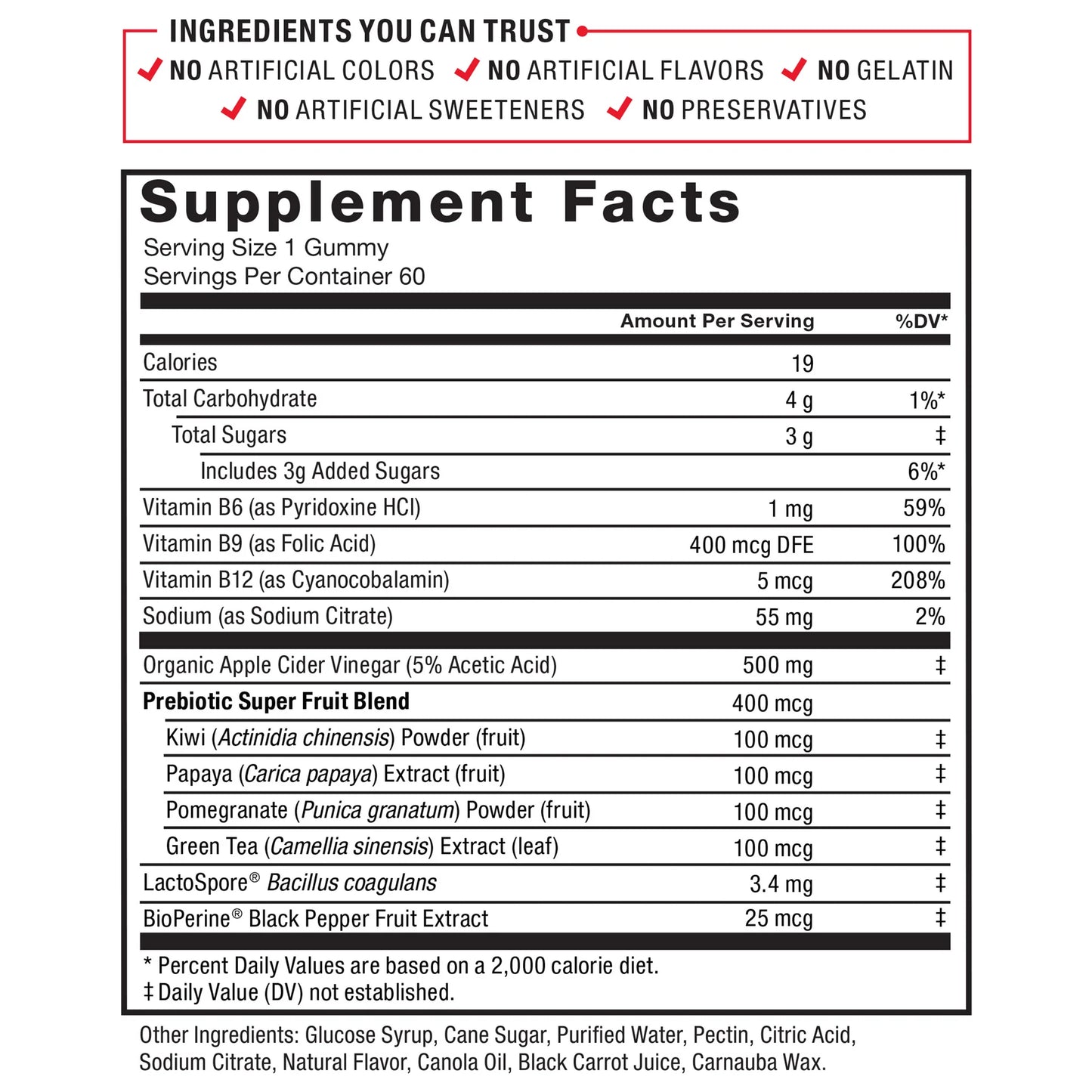 Force Factor ProbioSlim Apple Cider Vinegar Gummies Supplement, 60 Gummies