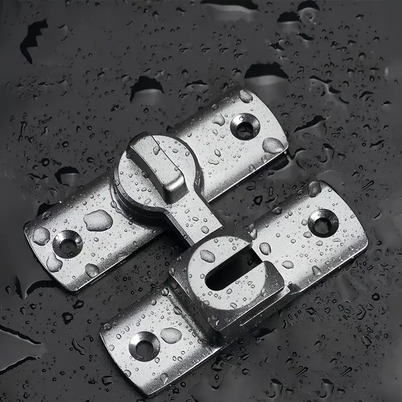 Heavy-Duty Anti-Theft Door Lock, 90°/180° Adjustable Sliding Pin Lock – Keyless Entry, Stainless Steel Construction, Silvery Finish with Screws – Reinforced Security Lock for Home, Office, Hotel & Garage Doors