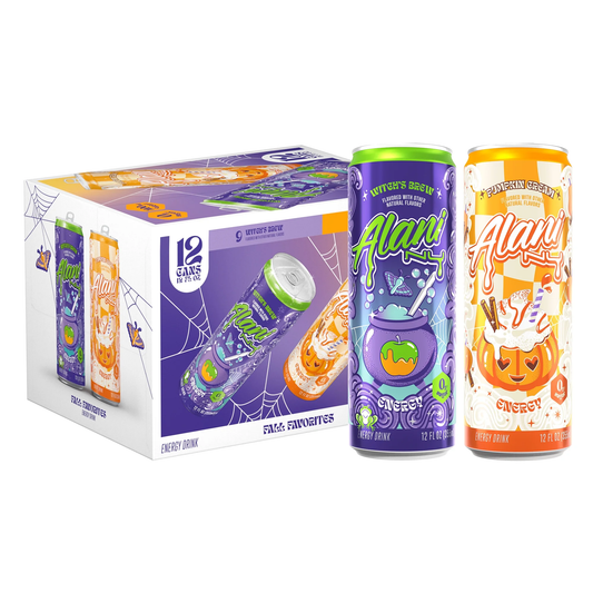 Alani Nu Energy Drink - Fall Favorites Variety Pack - Witch's Brew & Pumpkin Cream (12 Drinks, 12 Fl. Oz. Each)