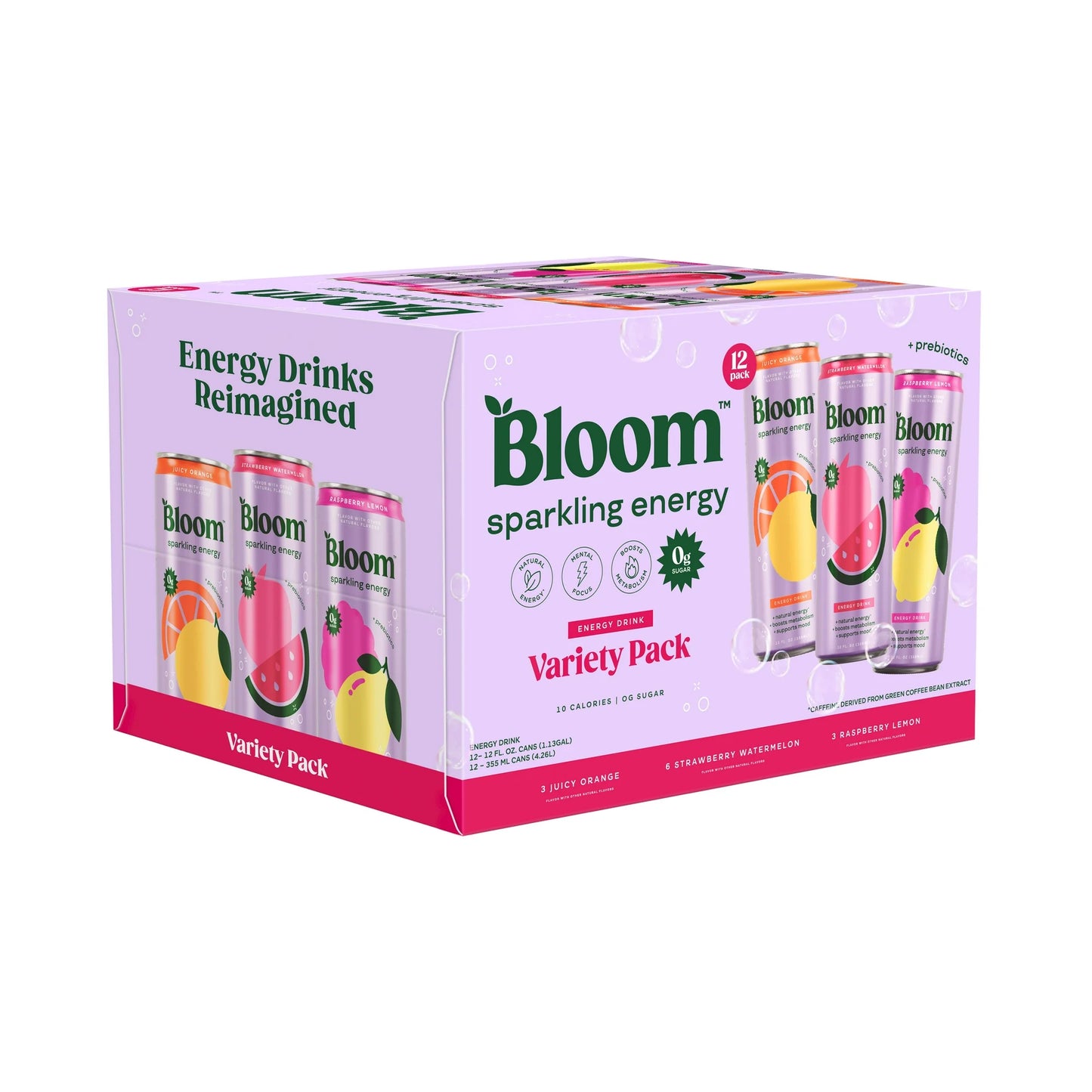 Bloom Greens- Bloom Sparkling Energy 12oz Variety 12 Pack