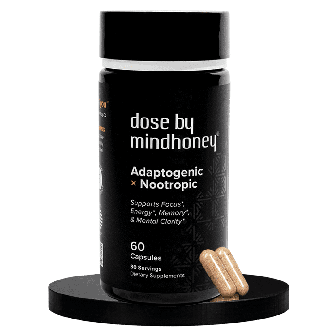 Dose by Mindhoney | Natural Nootropic Brain Supplements | Ashwagandha, Lion’s Mane, Theanine, Vitamins (60 Count)