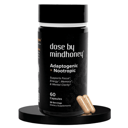 Dose by Mindhoney | Natural Nootropic Brain Supplements | Ashwagandha, Lion’s Mane, Theanine, Vitamins (60 Count)