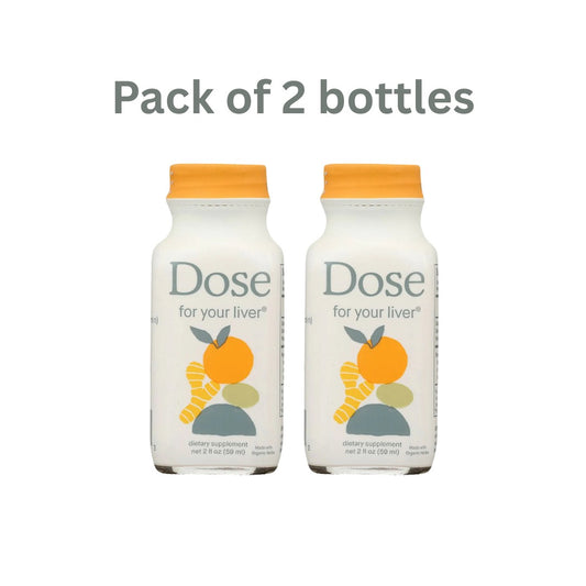 DOSE for Your Liver Cleanse Detox &amp; Repair, Organic Milk Thistle Supplement with Turmeric, Dandelion, Ginger, and Orange, Promotes Optimal Liver Function 2 Shots, 2 Fl.Oz Bottle(2 Pack )