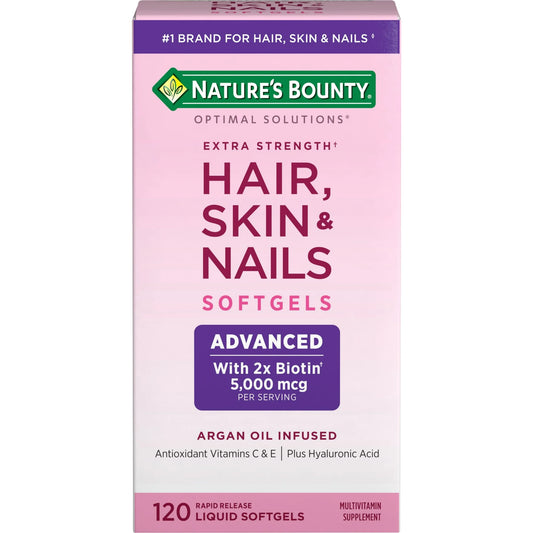 Nature's Bounty Optimal Solutions Advanced Hair, Skin and Nail Biotin & Vitamins A, C, & E, Women's Multivitamin, Softgels( 120 Count )