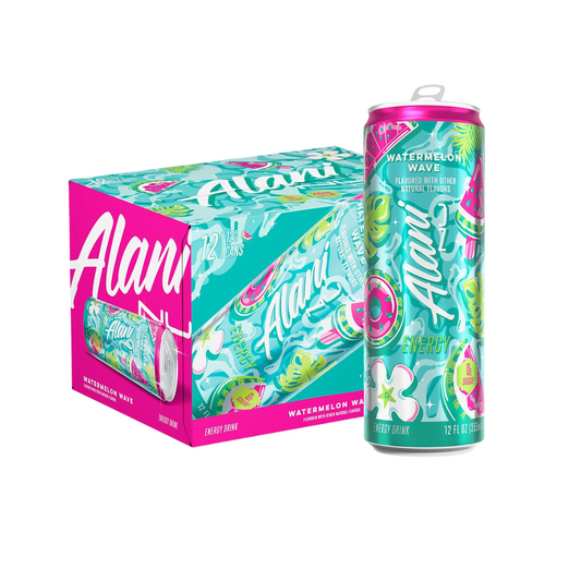 Alani Nu Energy Drink - Watermelon Wave by Megan Moroney (12 Drinks, 12 Fl. Oz. Each)