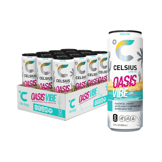 Celsius Sparkling Energy Drink - Oasis Vibe (12 Drinks, 12 Fl Oz. Each)