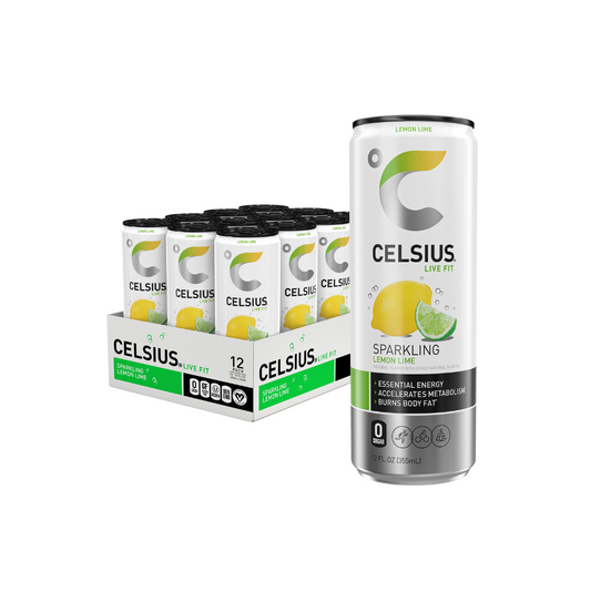 Celsius Sparkling Energy Drink with MetaPlus Formula - Lemon Lime (12 Drinks, 12 Fl Oz. Each)