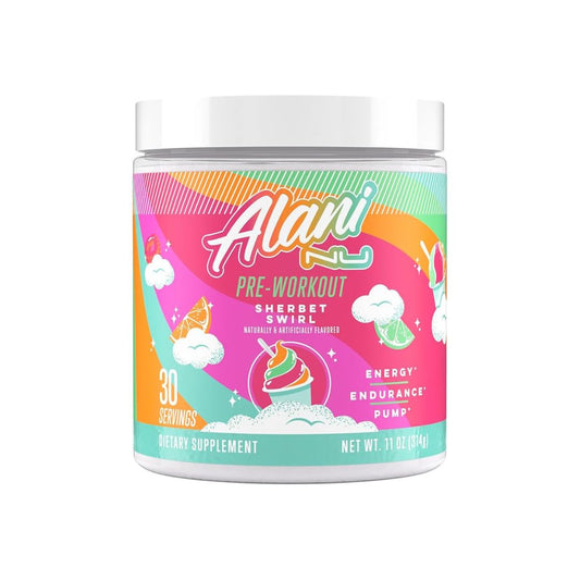 Alani Nu Pre Workout Powder Sherbet Swirl, Amino Energy Boost, Endurance Supplement, Sugar Free, 200mg Caffeine, L-Theanine, Beta-Alanine, L-Citrulline, 30 Servings