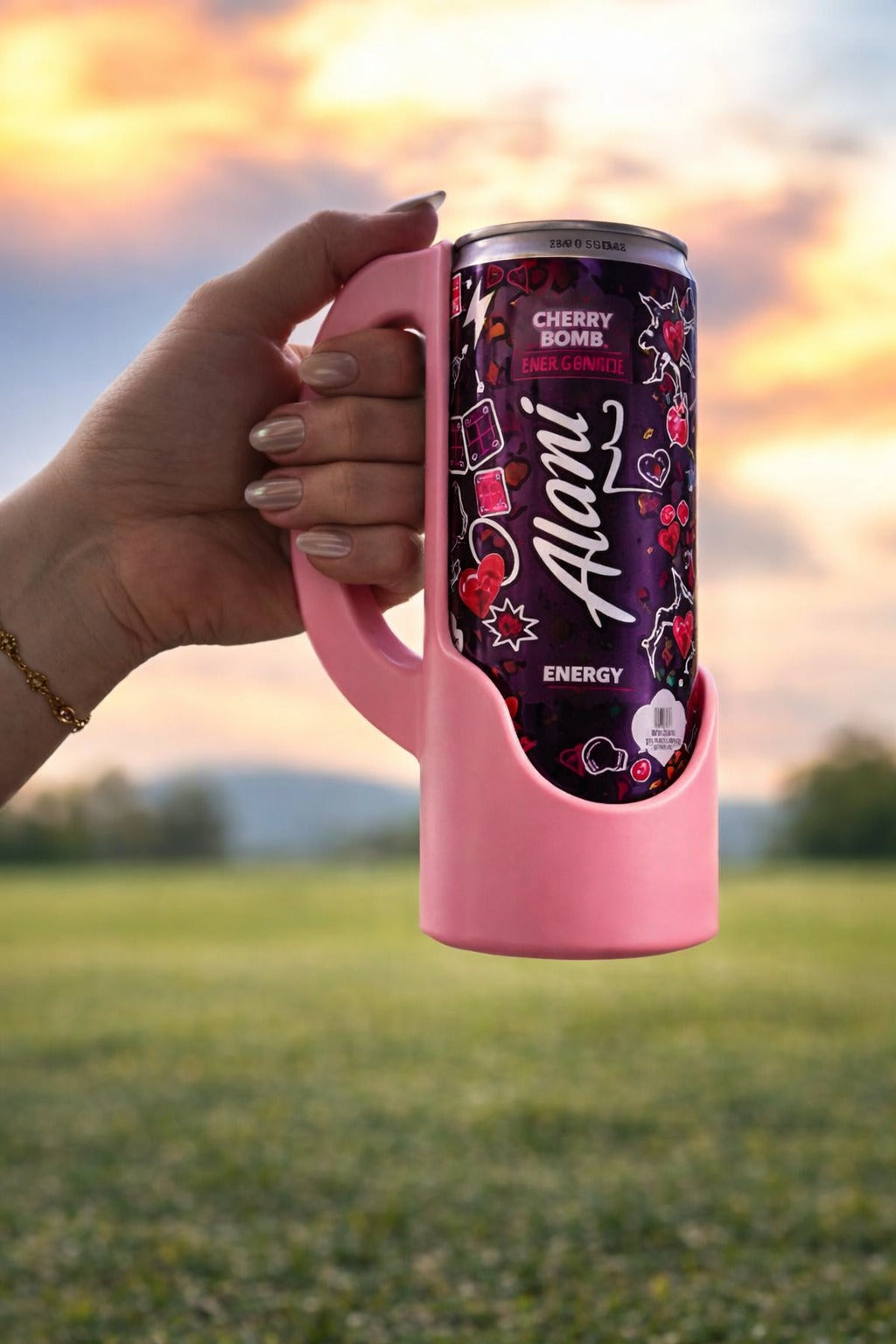 Alani Nu Energy Drink- Cherry Bomb- Handle Slim Can with Holder- 3 Drinks 12 Fl Oz Each Perfect for On-the-Go Energy Boost