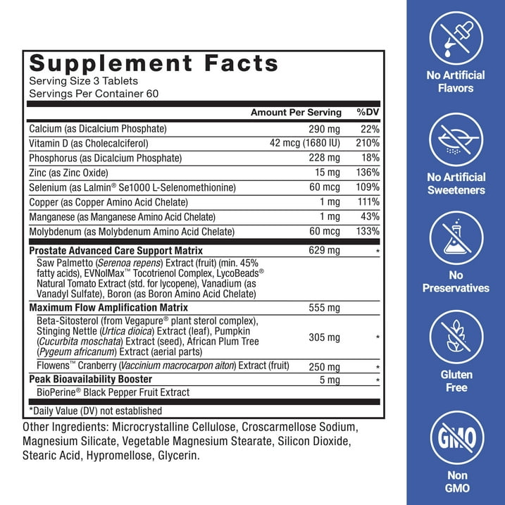 Force Factor - Prostate Advanced, Prostate Supplement for Men (180 Tablets)