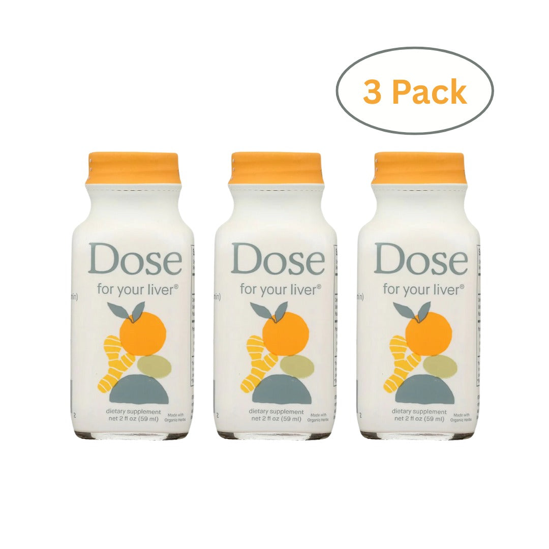 Dose for Your Liver Cleanse DOSE for Your Liver Cleanse Detox &amp; Repair, Organic Milk Thistle Supplement with Turmeric, Dandelion, Ginger, and Orange, Promotes Optimal Liver Function 3 Shots, 2 Fl.Oz Bottle(3 Pack )
