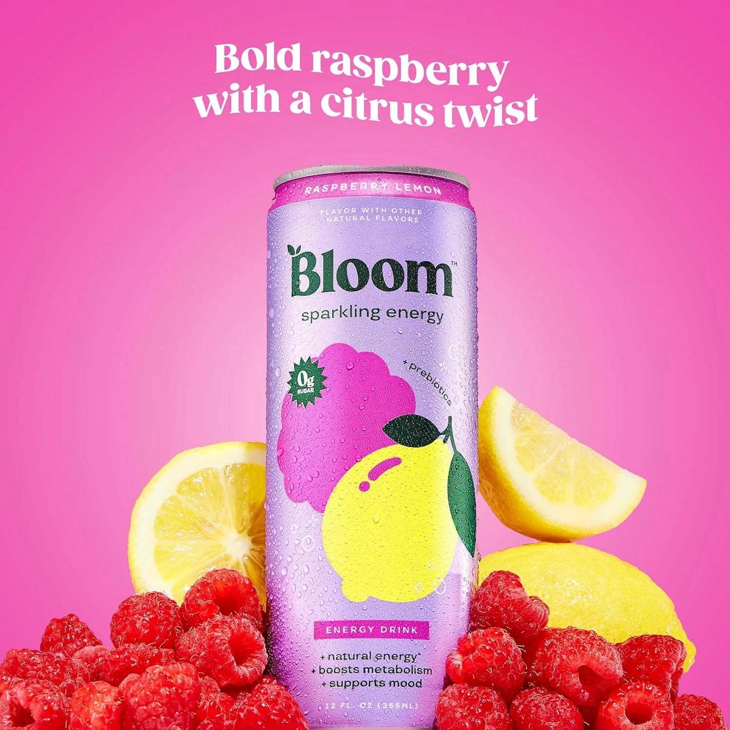 Bloom Sparkling Energy Raspberry Lemonade 12oz Single Can