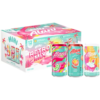 Alani Nu Mini Energy Drink - Retro Mix Variety Pack - Limited Edition (12 Drinks, 8.4 Fl. Oz. Each)