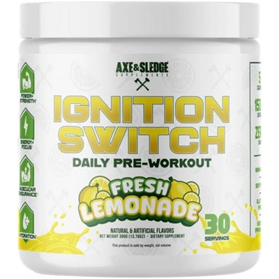 Axe and Sledge- Ignition Switch Daily Pre-Workout - Fresh Lemonade (13.76 Oz. / 30 Servings)