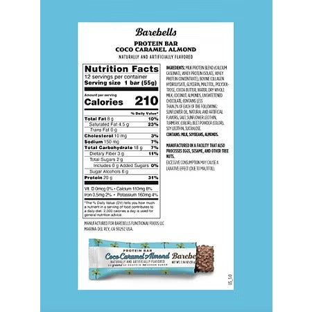 Barebells Protein Bar - 20g Protein - Coco Caramel Almond (12 Bars)