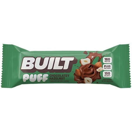 NEw!! Built Puff Protein Bar- Chocolatey Hazelnut - 12 Bars- 16g Protein - Plus Collagen - 150 Calories - Natural Flavors