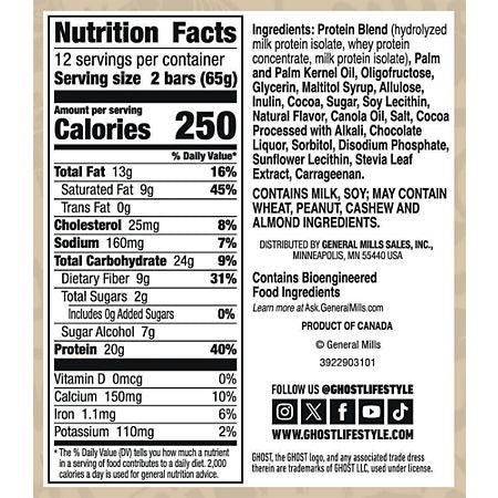 GHOST Protein Bar - 20g Protein - Choco Cookie Dough (12 Bars)