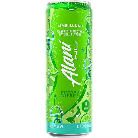 Alani Nu Energy Drink - Lime Slush Limited Time Flavor (12 Drinks, 12 Fl. Oz. Each)